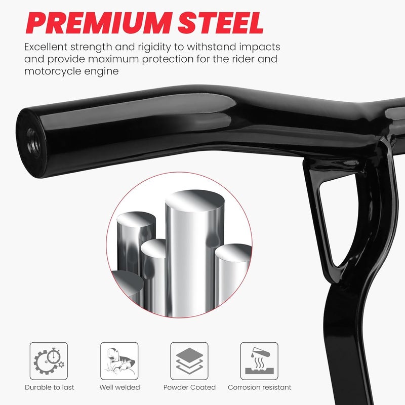 kekykm Motorcycle Engine Guard Crash Bar Compatible with Harley Davidson Touring Street Glide Road Glide Road King Electra Glide Ultra Limited Flat Out Bar Black 2014-Up - Image 2
